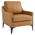 Modway - Corland Cuir Fauteuil - Tan-Fauteuil moderne du milieu du siècle