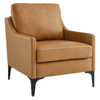 Modway - Corland Cuir Fauteuil - Tan-Fauteuil moderne du milieu du siècle