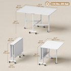 HOMCOM - Table à manger pliante à abattant sur roulettes verrouillables 47,2 po pour 2-4 personnes - blanc-Se plie jusqu'à seulement 10,2 po, parfait pour un rangement compact 