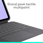 Logitech Combo Touch, étui clavier pour iPad Pro 11 pouces (M4 et M5)(2024 et 2025) - Graphite - Anglais-Grand pavé tactile multipoint: notre plus grand pavé tactile. Il offre une expérience de suivi intuitive. Les gestes multipoint vous permettent de faire glisser, pincer, appuyer deux fois, et bien plus 