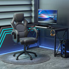 HOMCOM - Chaise de bureau style voiture de course - gris-Appuie‑tête, dossier, accoudoirs et assise épais et indéformables pour un confort ultime