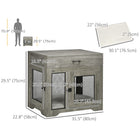 PawHut - meuble cage pour chien avec coussin, rangement, table d’appoint pour chien - gris-Le tiroir supérieur est divisé en deux compartiments 