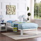 Modway - Corinne Cadre de lit simple, Blanc-Cadre robuste en acier revêtu de poudre