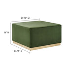 Modway - Tilden Grand velours de performance carré de 28 pouces Rembourré Ottoman - Moss Green Natural-Tissu résistant aux taches