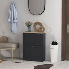 HOMCOM - Armoire à chaussures mince avec 2 tiroirs basculants et étagères réglables - noir-Le plateau offre un espace supplémentaire pour l'exposition et le rangement 