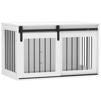 PawHut - Meuble caisse pour chien 39 po pour grands chiens - blanc-Peut servir de table d'appoint pour exposer des objets et de cage pour chien 
