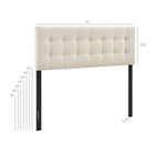 Modway - Emily Tissu tapis Tête de lit Queen size, Écru-Touffage de boutons