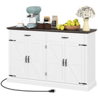 HOMCOM - Buffet de style ferme 55,1 po L - armoire de rangement - blanc-Le large plan de travail met en valeur vos cafetières et vos tasses 