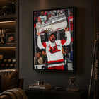 Frameworth - Seth Jarvis Toile encadrée 20 po H x 29 po l Carolina Hurricanes Champions de la Coupe Stanley 2026 - Sous licence officielle LNH/AJLNH-Format fini 22.5x31.5 pouces pour salon, bureau, salle de sport ou espace de collection