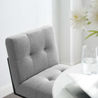 Modway - Privy Acier inoxydable noir Tissu rembourré Tabouret de bar - Noir Gris clair-Base géométrique en acier inoxydable noir mat
