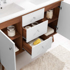 Modway - Transmit Double évier 48" Vanette de salle de bain - Blanc noyer-Bassin à double évier en céramique