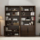 Manhattan Comfort - Rivington bibliothèque moderne à 4 étagères 40" avec portes Lot de 2 - Noyer-Portes à fermeture douce offrant un rangement dissimulé avec 2 étagères