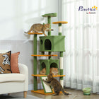 PawHut - Arbre à chat 63 po H, avec deux niches pour chat - vert-Comprend des poteaux à griffer et une rampe pour satisfaire les instincts naturels de griffade 