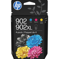 HP 902XL et HP 902 Cartouches d'encre noire à rendement élevé et d'encre cyan, magenta et jaune d'origine (T0A39AN)-Couleurs: Noir, cyan, magenta, jaune
