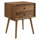 Modway - Ember Bois Table de chevet avec ports USB, Noyer et noyer-Table de chevet moderne