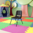 Chaise coquille noir pour enfants ergonomique et empilable de la série HERCULES avec hauteur de siège de 14 po.-Trous de drainage pour assister à sécher