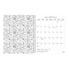 Blueline - 2027 agenda hebdomadaire/mensuel à colorier DoodlePlan avec reliure à double spirale – 11 po x 8 1/2 po – design Botanica – bilingue-Chaque page a un dessin à colorier