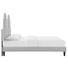 Modway - Alexandria Touffe Performance Velvet Lit à plateforme jumelle, Gris clair-Pieds en bois noir avec capuchons sans marque