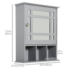 Kleankin - Armoire de salle de bain murale avec miroir et trois étagères - gris-Couleur : Gris 