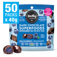 Healthy Crunch - Fruits au chocolat noir et aux myrtilles, 50 unités x 40 grammes-Sans produits laitiers