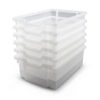 Gratnells - Plateau F2 profond, translucide, 12,3 po x 16,8 po x 5,9 po, bacs scolaires, industriels et utilitaires robustes, paquet de 6-Fabriqués à 100% au Royaume-Uni, les plateaux primés internationaux sont des normes britanniques testées et passées pour une utilisation éducative intensive.