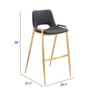 Zuo - Desi Tabouret de bar - Noir/Or - Ensemble de 2-Garantie limitée de 3 ans