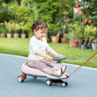 Qaba - Voiture à bascule pour enfants, sans piles avec corde de traction parentale, musique - rose-Pas besoin de piles pour un plaisir sans fin 