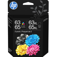HP - Cartouches d'encre 63/65 XL à rendement standard, B87FDAN - Noir/Tricolore - Lot de 2-Combo comprenant une cartouche noire XL et une tricolore