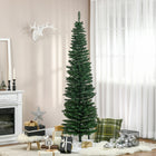 HOMCOM - Arbre de Noël Artificiel 7 Pieds Arbre Effilé Décoration Fête - Vert-Idéal pour l'affichage dans les coins, les petites pièces et les zones avec un espace au sol limité 