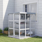 PawHut - Enclos extérieur pour chat 71 po Catio avec bâche imperméable, gris-Se connecte facilement aux tunnels pour chats pour une exploration étendue 