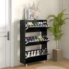 HOMCOM - Armoire à chaussures étroite avec 3 portes rabattables et étagères réglables - noir-Le design étroit s'adapte parfaitement aux espaces restreints, maximisant l'espace 