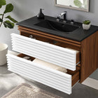 Modway - Render Support mural de 36" Vanette de salle de bain - Noyer blanc Noir-MDF et panneau de particules