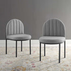 Modway - Isla Tissu rembourré Fauteuil d’appoint de salle à manger Ensemble de 2 - Noir Gris clair-Conception en coquille