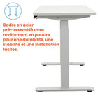 Motionwise - Bureau de la série M2 48 po de largeur, Motionwise - Bureau électrique assis-debout avec double moteurs et tiroir coulissant - Blanc-Deux moteurs synchronisés