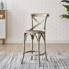 Modway - Gear Tabouret de comptoir - Gris-Siège en rotin tissé