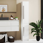 HOMCOM - Armoire de rangement de salle de bain haute avec trois étagères réglables - blanc-Armoires supérieures à 4 niveaux et inférieures à 2 niveaux pour un grand espace de rangement 