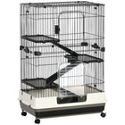 PawHut - Cage à 4 niveaux pour lapin, cochon d’Inde, furet, 45 po H, bac amovible - noir-Idéal pour les petits animaux de grande taille tels que les lapins, les visons de compagnie, les chinchillas, etc. 