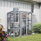 PawHut - Catio avec 6 plateformes, toit résistant aux intempéries, enclos extérieur pour chat - gris-Panneau arrière à monter soi-même pour connecter la fenêtre et la porte pour animaux 