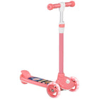 Qaba - Trottinette pour tout-petits à 3 roues avec hauteur réglable à 3 niveaux, frein sur garde-boue arrière, lumière LED - rose-Les roues en PU éclairées par LED ajoutent une touche d’éclat à chaque trajet 