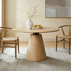 Modway - Sabelle Rond 47 po Bois Table à manger, Naturel-Manche en métal moderne