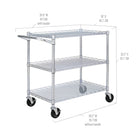 Seville Classics â€“ Chariot utilitaire commercial ultra zinc à 3 tablettes-Le guidon permet de manœuvrer facilement