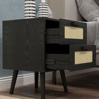 HOMCOM - Table de nuit design bohème - noir - lot de 2-Couleur : Noir, Bois naturel 