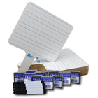 Flipside Products Lot de 12 tablettes effaçables à sec rectangulaires double face, stylos et gommes-Idéal pour des leçons et des jeux à réponse rapide