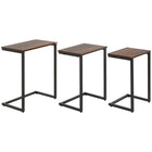 HOMCOM - Tables d’appoint gigognes - brun rustique - ensemble de 3-L'ensemble de tables d'appoint industriel s'adapte facilement à tout décor 