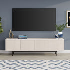 Hudson&Canal - Meuble TV Abington pour téléviseurs jusqu'à 75" - Blanc aulne-Construit en acier robuste et en matériaux MDF dans une finition grain noir artisanale