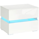 HOMCOM - Table de nuit LED avec 2 tiroirs - blanc-Le style moderne met en valeur la décoration de votre maison