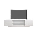Nexera - Meuble audio-vidéo Marble, 72po, Blanc-2 espaces de rangement ouverts, 1 porte et 2 tiroirs, parfait pour ranger vos appareils électroniques, vos livres, DVD ou simplement exposer vos éléments décoratifs préférés
