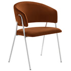 Modway - Nella Rembourré Performance Velvet Chaise à manger Ensemble de 2 - Rouille Argent-Goupilles de pied protectrices