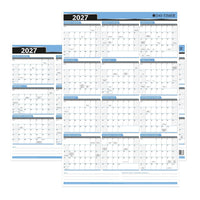 Day-Timer - Planificateur mural flexible effaçable vertical/horizontal 2027 - 23 7/8 po H x 36 po l - bleu - bilingue-Format des pages : 23 7/8 po H x 36 po l