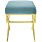 Modway - Twist Performance Velvet Banc - Bleu de mer-Base en acier inoxydable doré